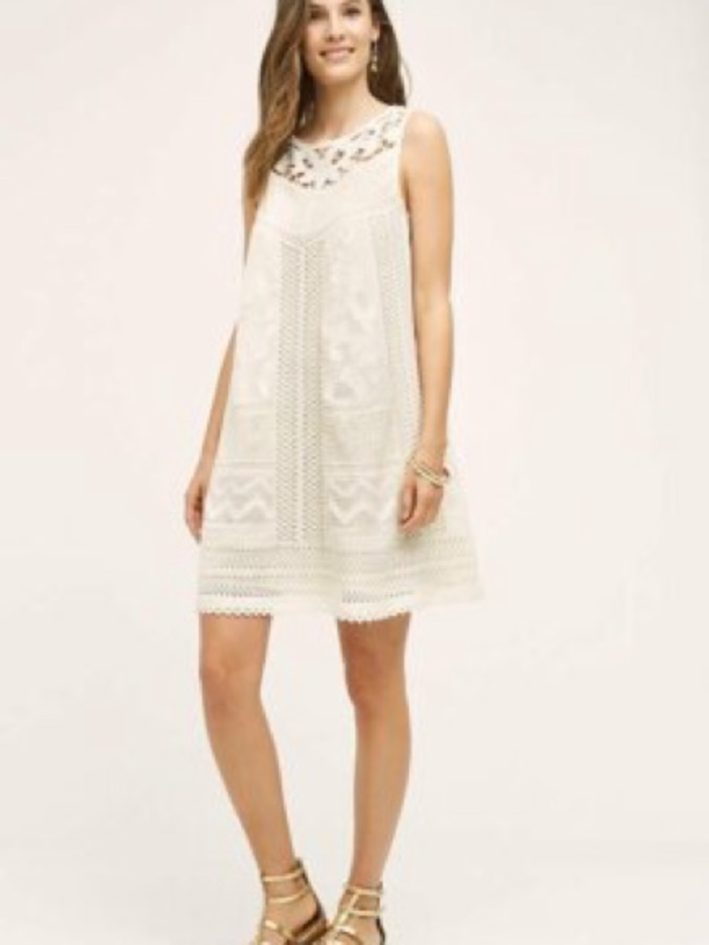 Anthropologie Ivory Lace Crochet Mini Dress vanessa virginia